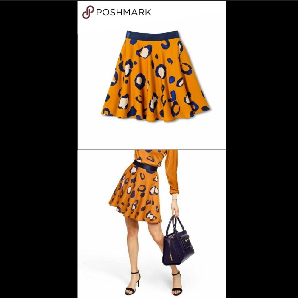 🔴 4/$15 Phillip Lim x Target 🎯 Women’s 2 orange & blue animal print skirt in EUC
